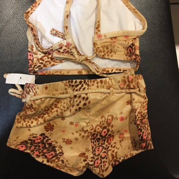 Coral Cove- Girl's  2 PC  Bikini Sz 4 NWT Animal Print /Beads NWT - Picture 2 of 8